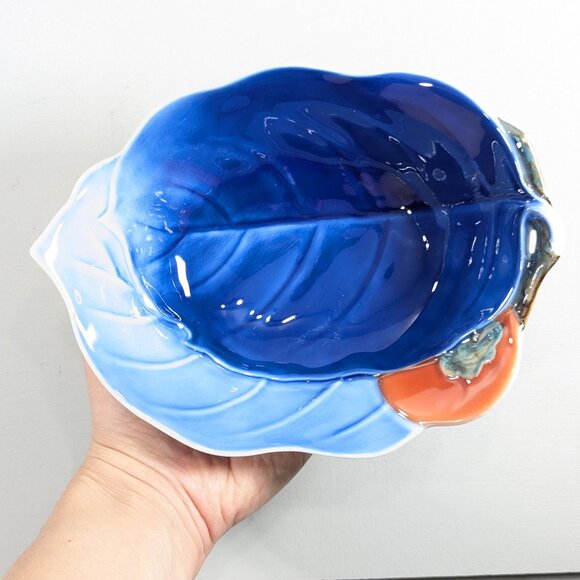 Fukagawa Seiji Japanese porcelain Leaf shaped dishes, Blue Persimmon sauce soy - Picture 16 of 16